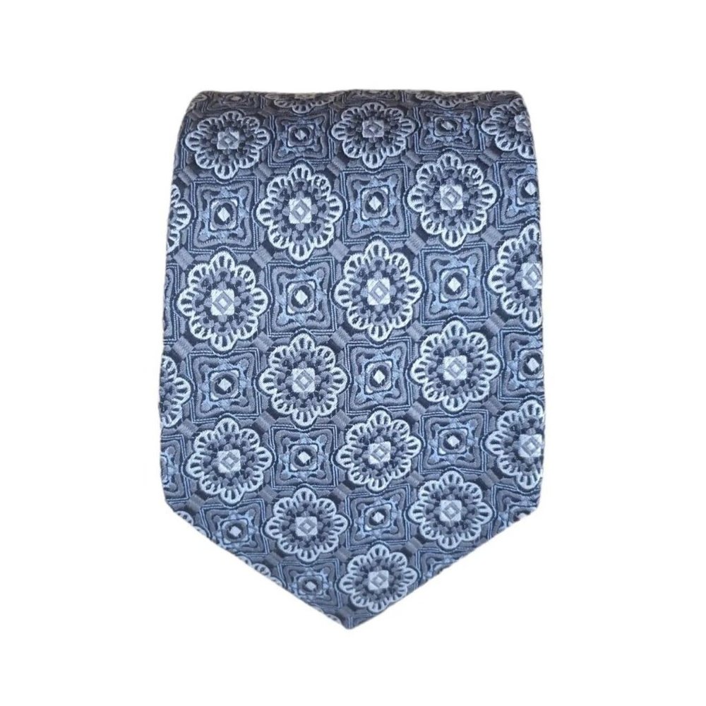 ZANETTI Gray Geometric Silk Tie ITALY 60"/ 3.5" EC